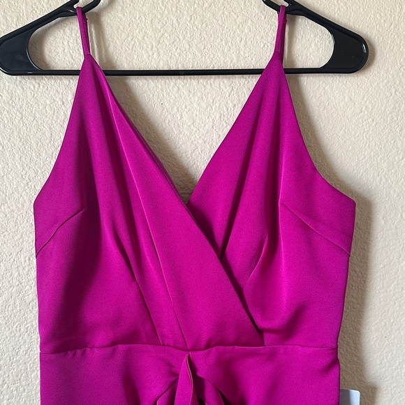Magenta Wrap-Front Midi Dress with Tie Waist - Picture 6 of 8